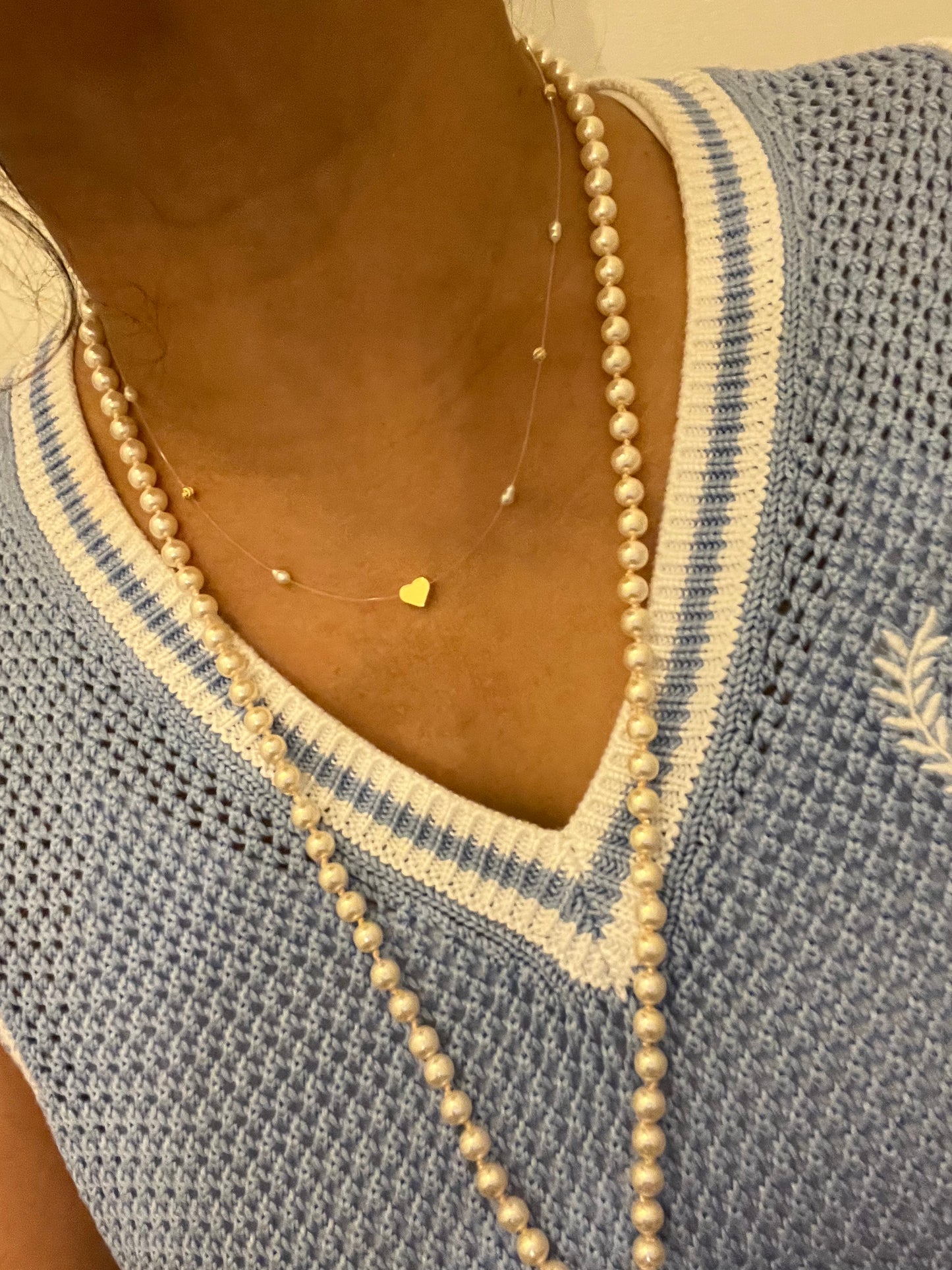 Dainty Heart & Pearl Choker