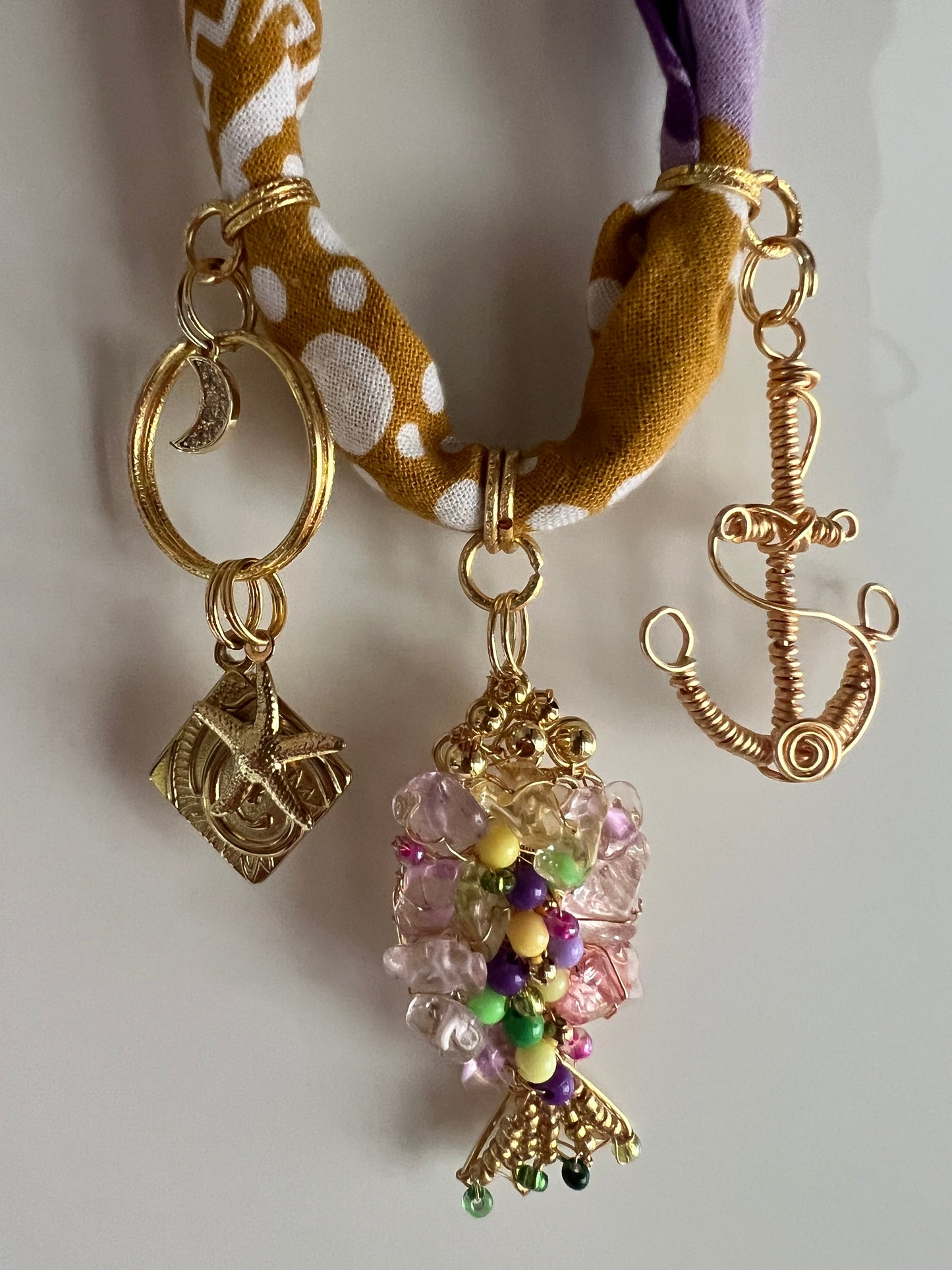 Boho Ocean-Inspired Charms Bandanna Necklace