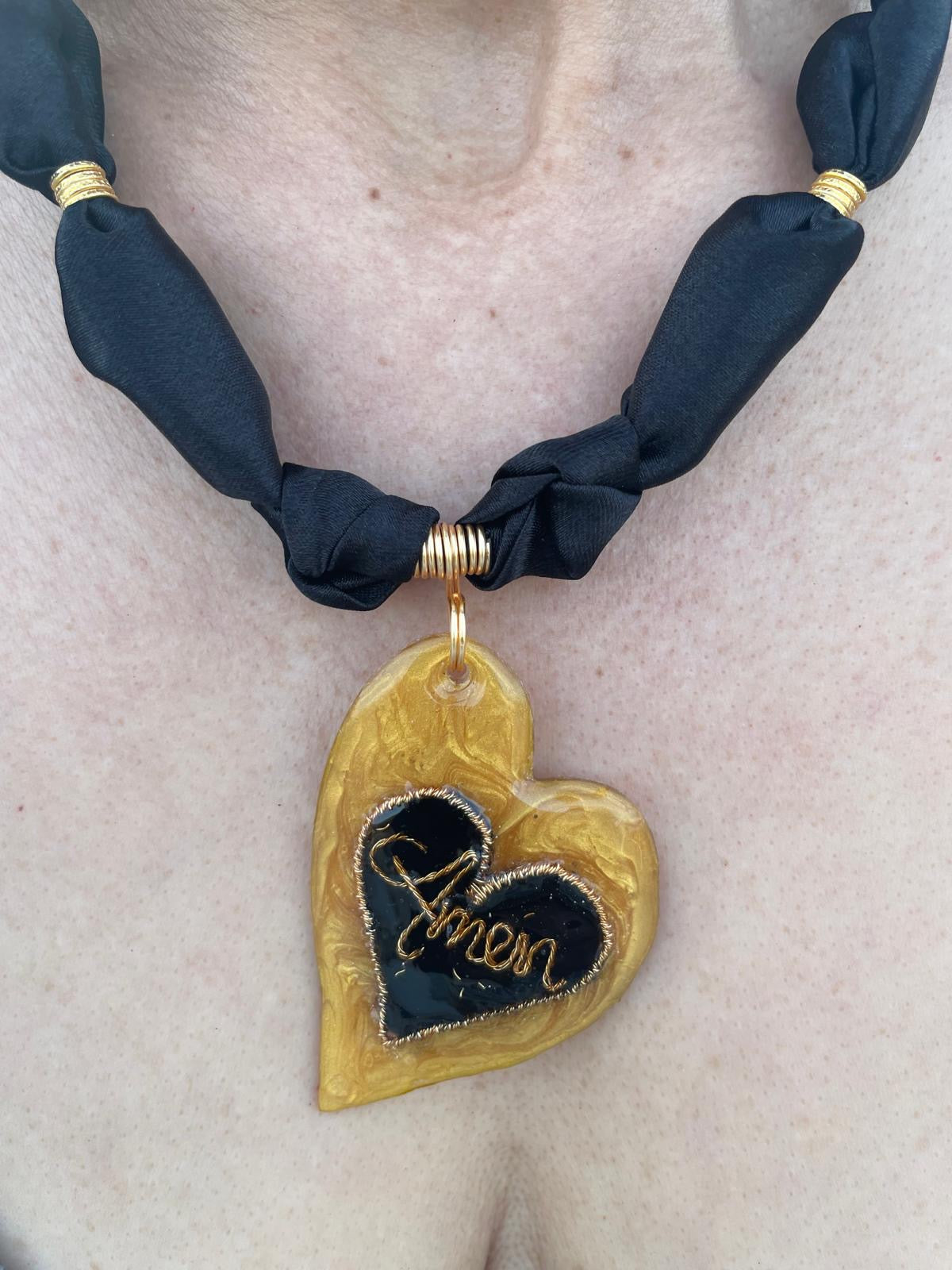 Spiritual Heart Pendant Bandanna Necklace