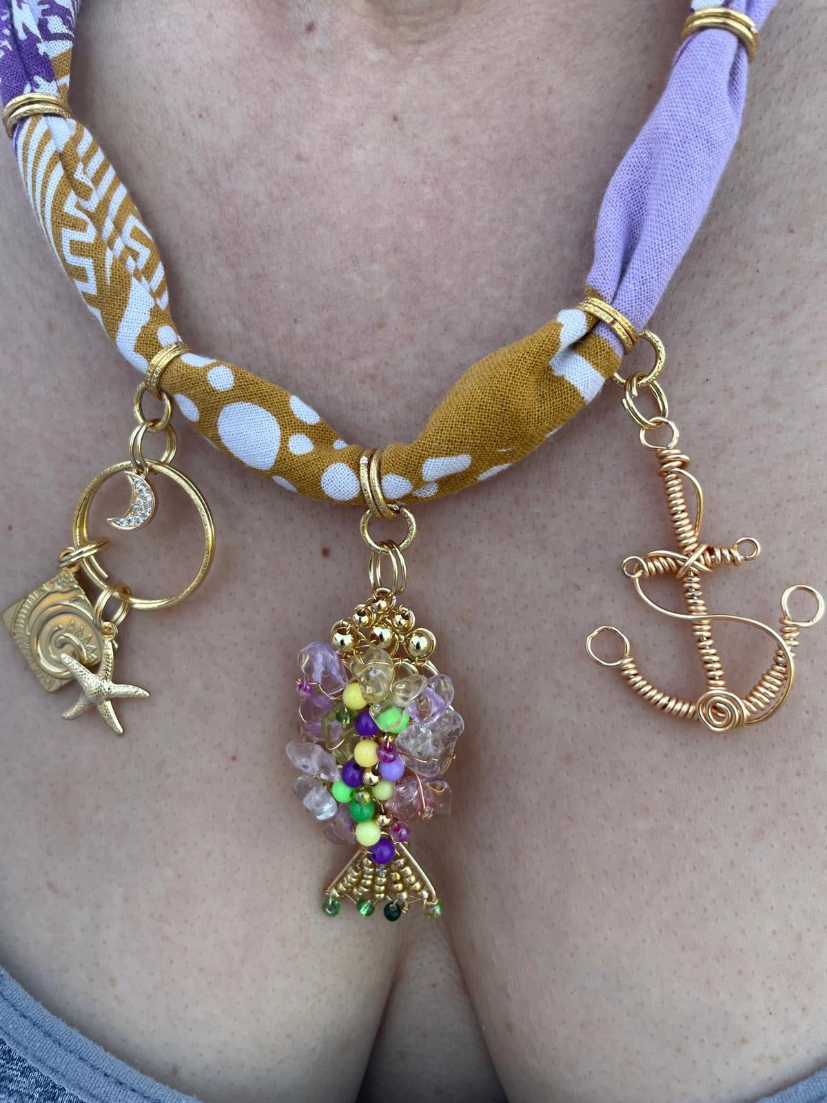 Boho Ocean-Inspired Charms Bandanna Necklace