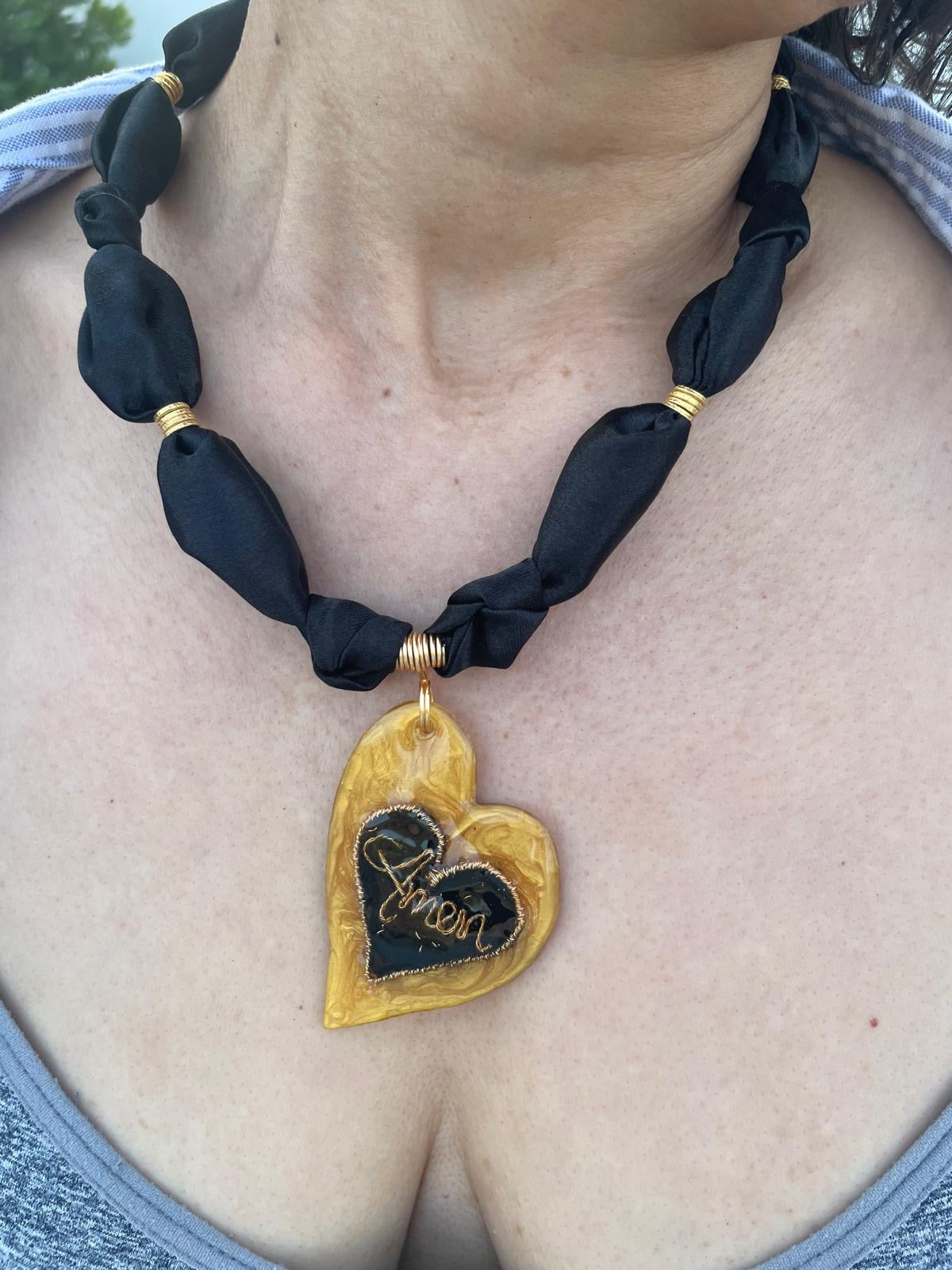 Spiritual Heart Pendant Bandanna Necklace