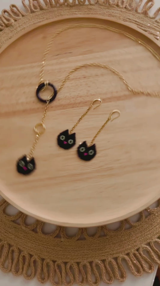 Beaded Black Kitties Set
