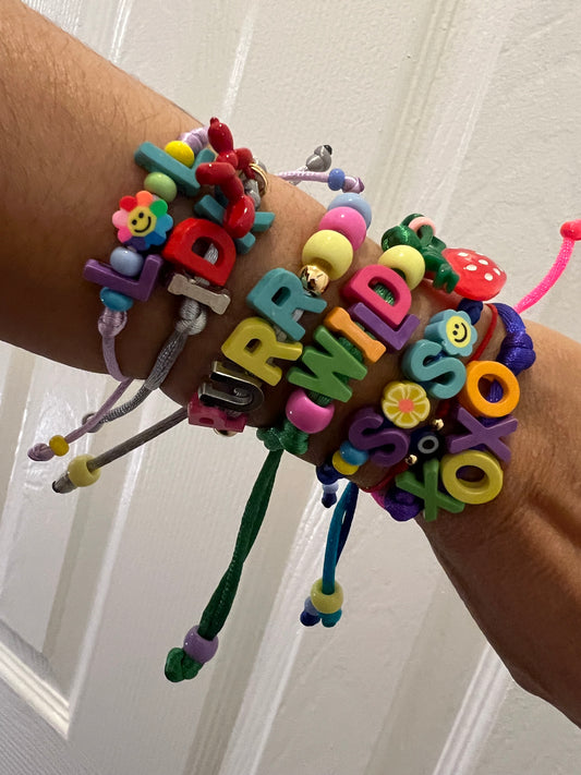 Playful Mean’ Acrylic Letter Bracelets – Colorful Adjustable Stack