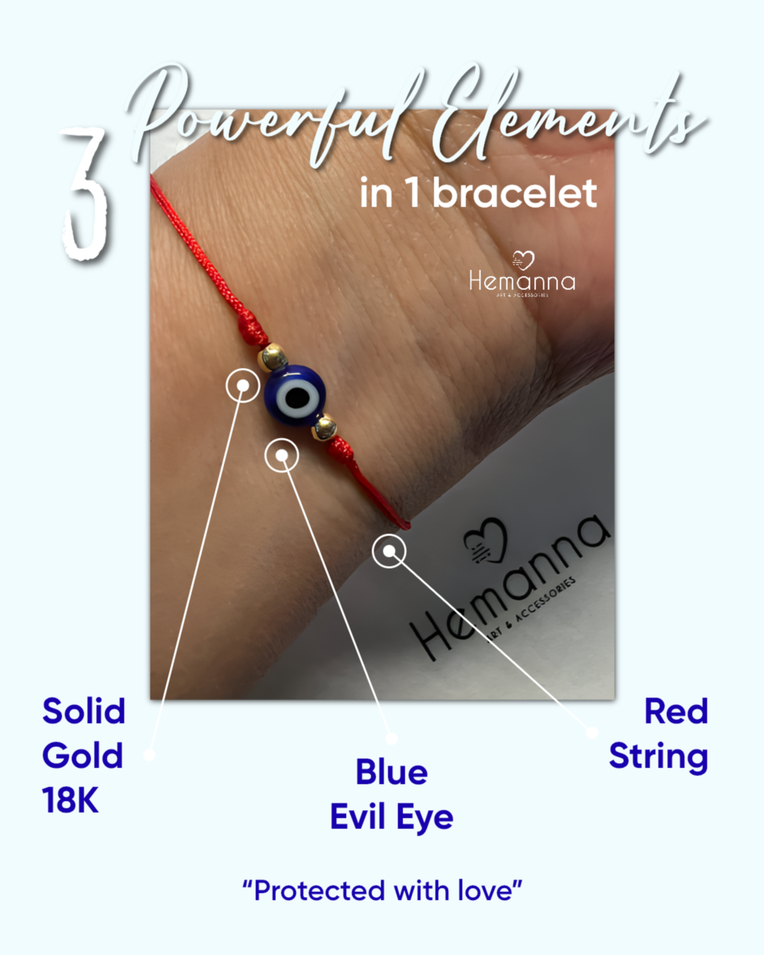 3 in 1 Powers Evil Eye Bracelets - Red String