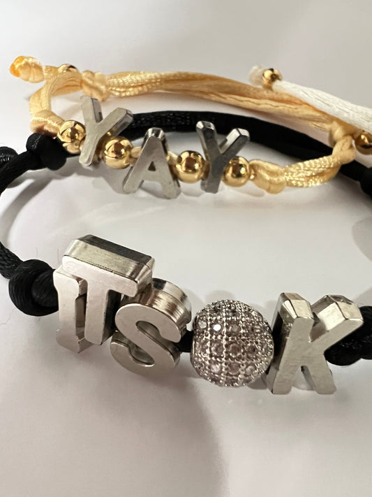 Acrylic Metallic Mean’ Letters Bracelets - Personalized & Stackable