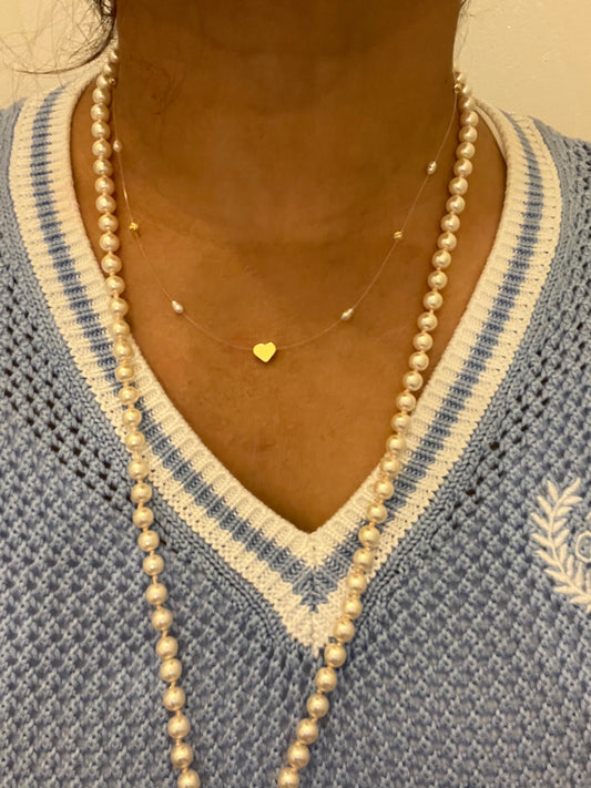 Dainty Heart & Pearl Choker
