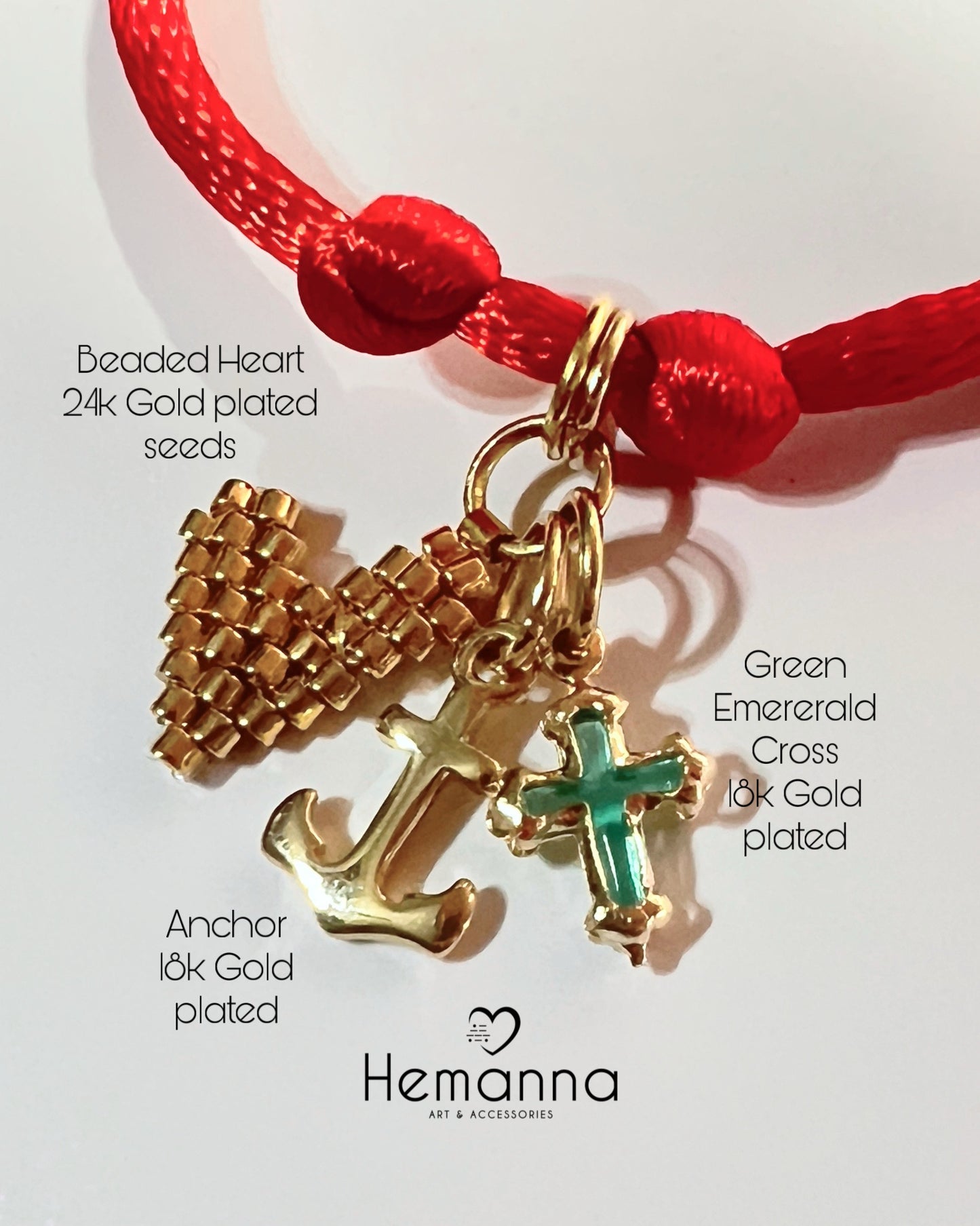 3 Graces Red Cord Bracelet – Love, Hope & Faith