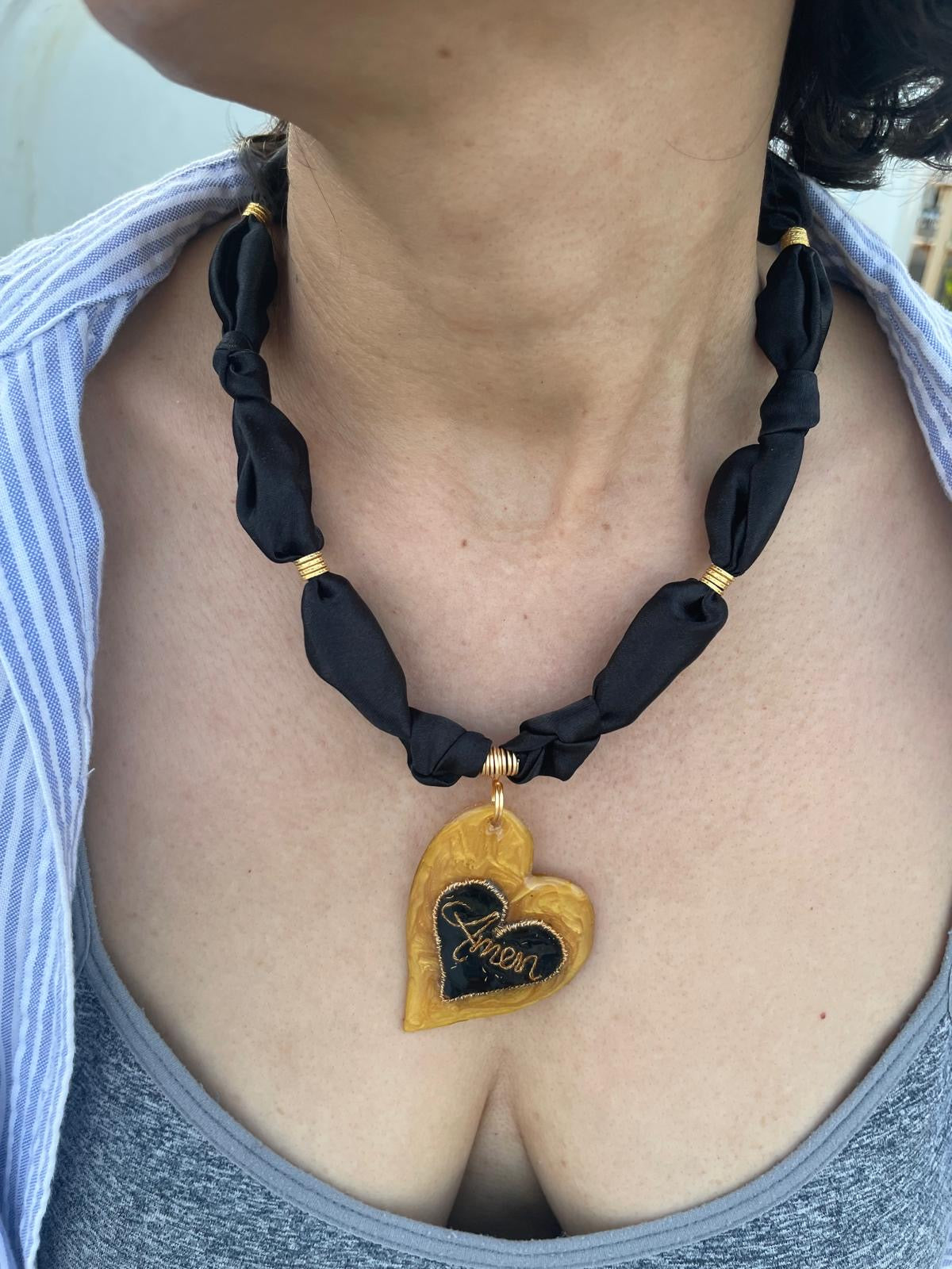 Spiritual Heart Pendant Bandanna Necklace