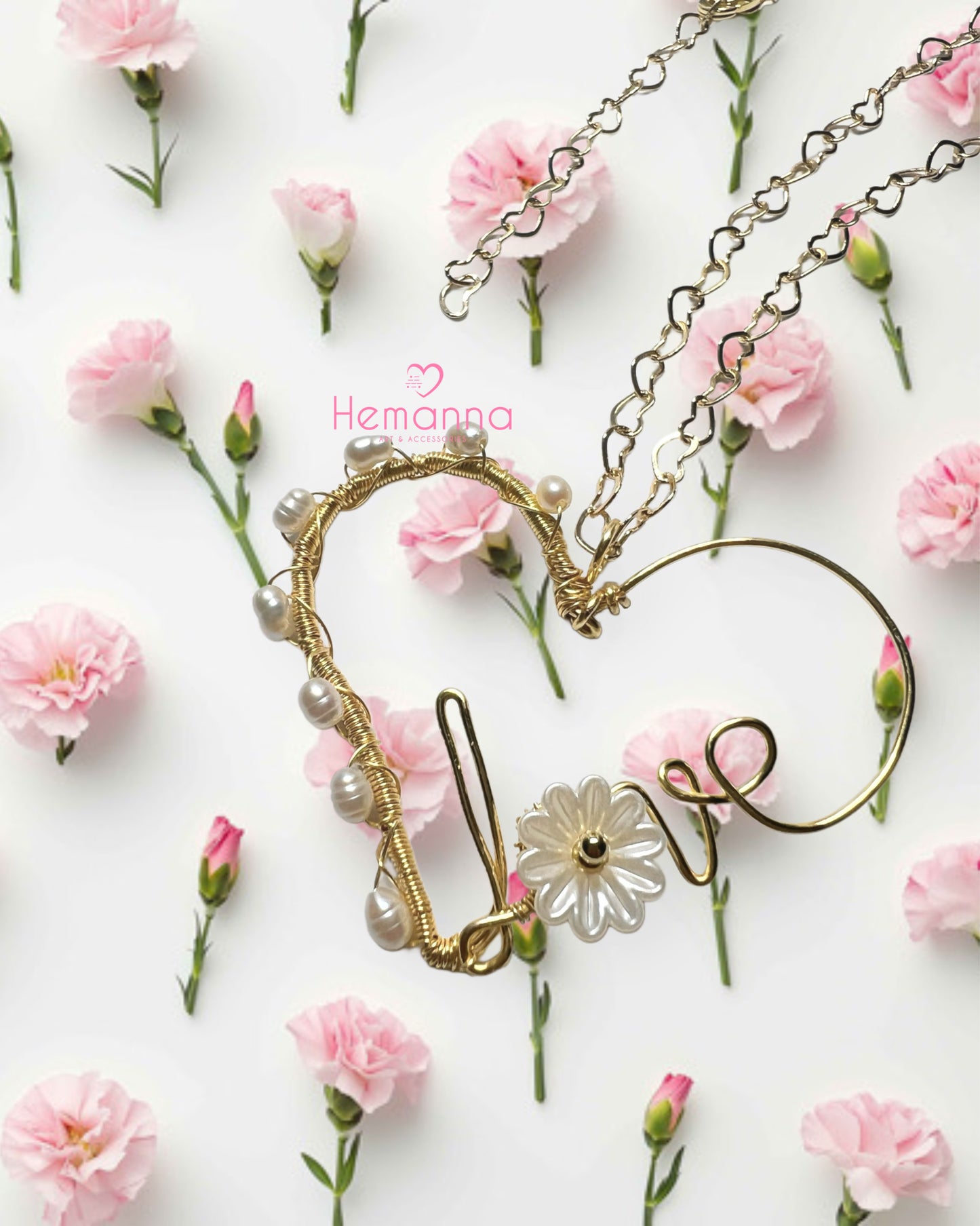 Pearl Heart “Love” Neckalace