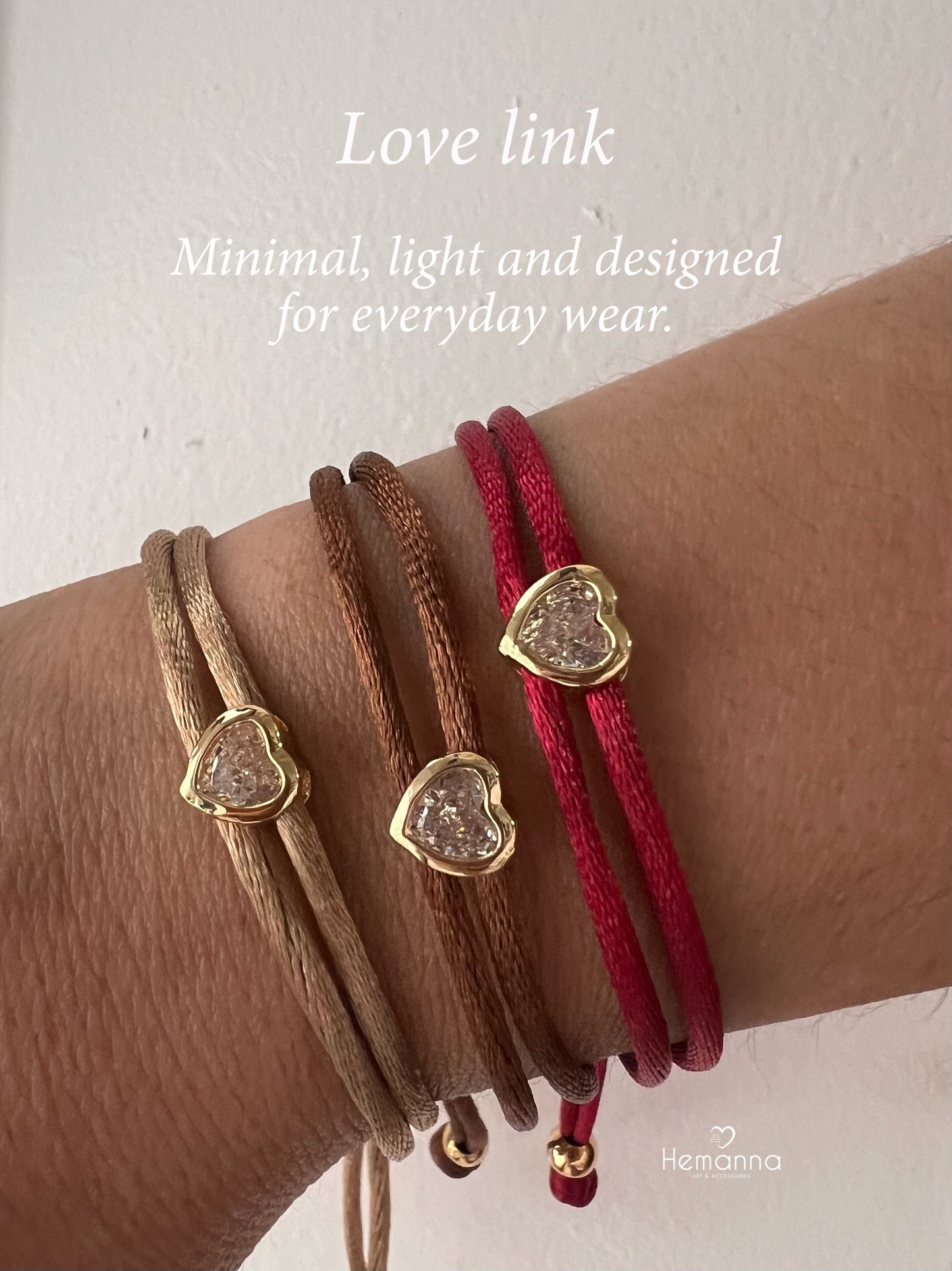 Love Link Duo| Minimal Bracelet Set | Satin Cord | Everyday Jewelry