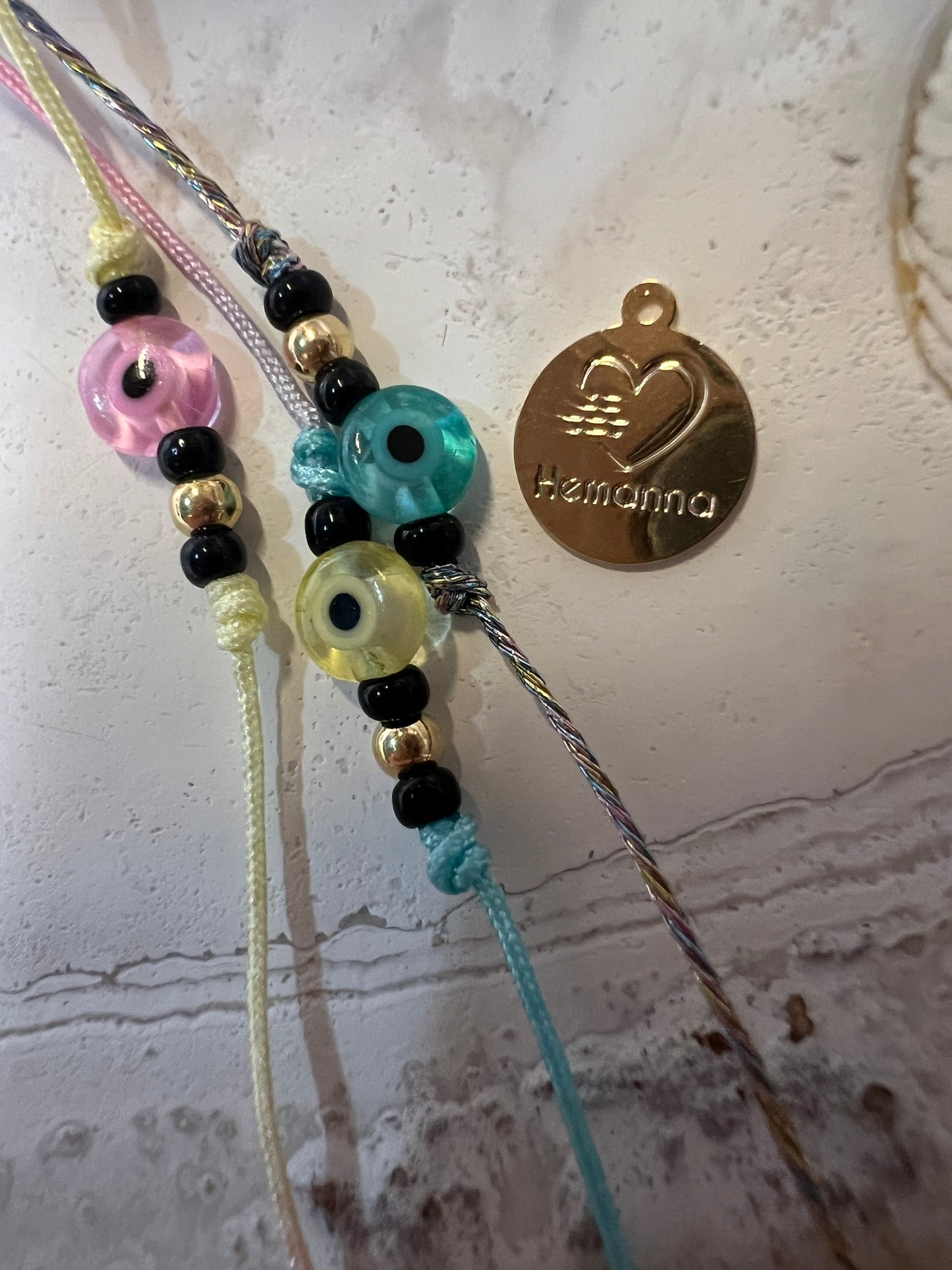 Pastel shades evil eye friendship bracelets