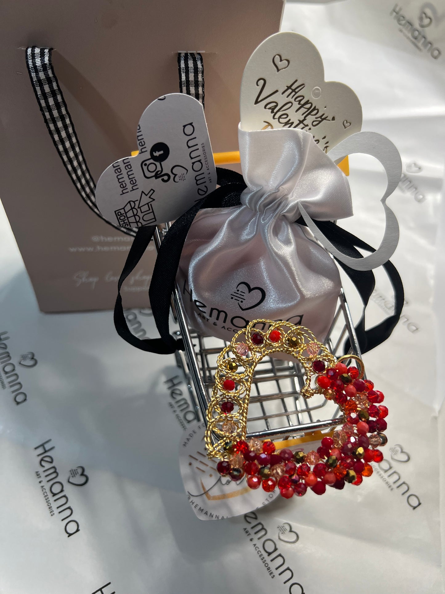 Red Filigree Heart Statement Necklace – 18K Gold Plated Wire Beaded Maxi Pendant | Bold Romantic Jewelry | Spread the Love Collection