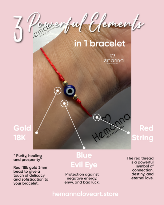 3 in 1 powers Bracelets - Red String, all evil eyes colors