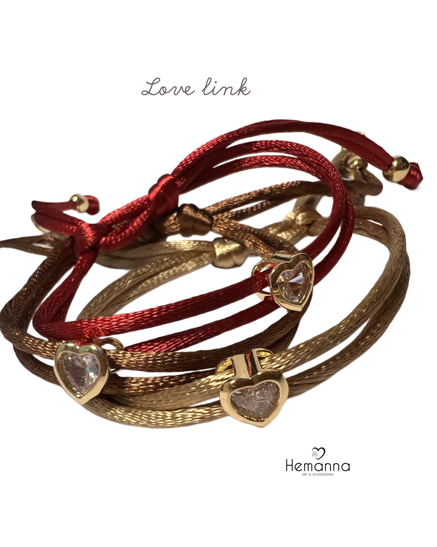 Love Link Duo| Minimal Bracelet Set | Satin Cord | Everyday Jewelry